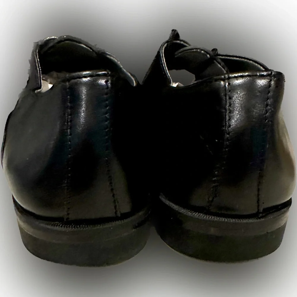 STACY ADAMS BLACK LEATHER LACE UP DRESS DANCE SHOE SZ: 5.5W CHURCH CASUAL STREET